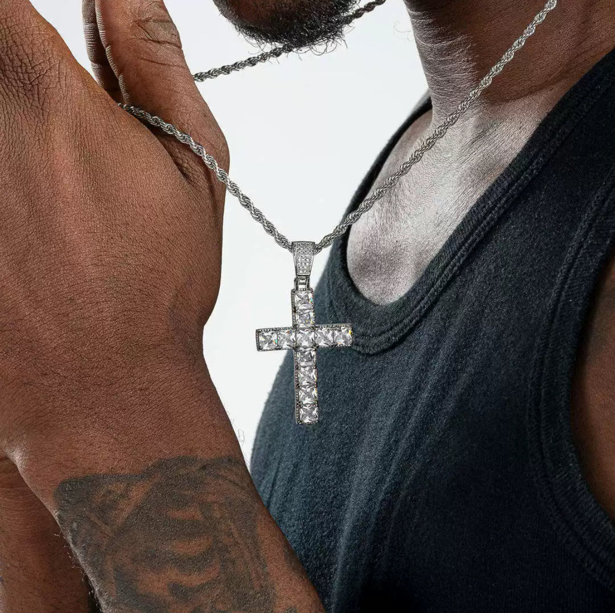 Square Cut Cross Pendant