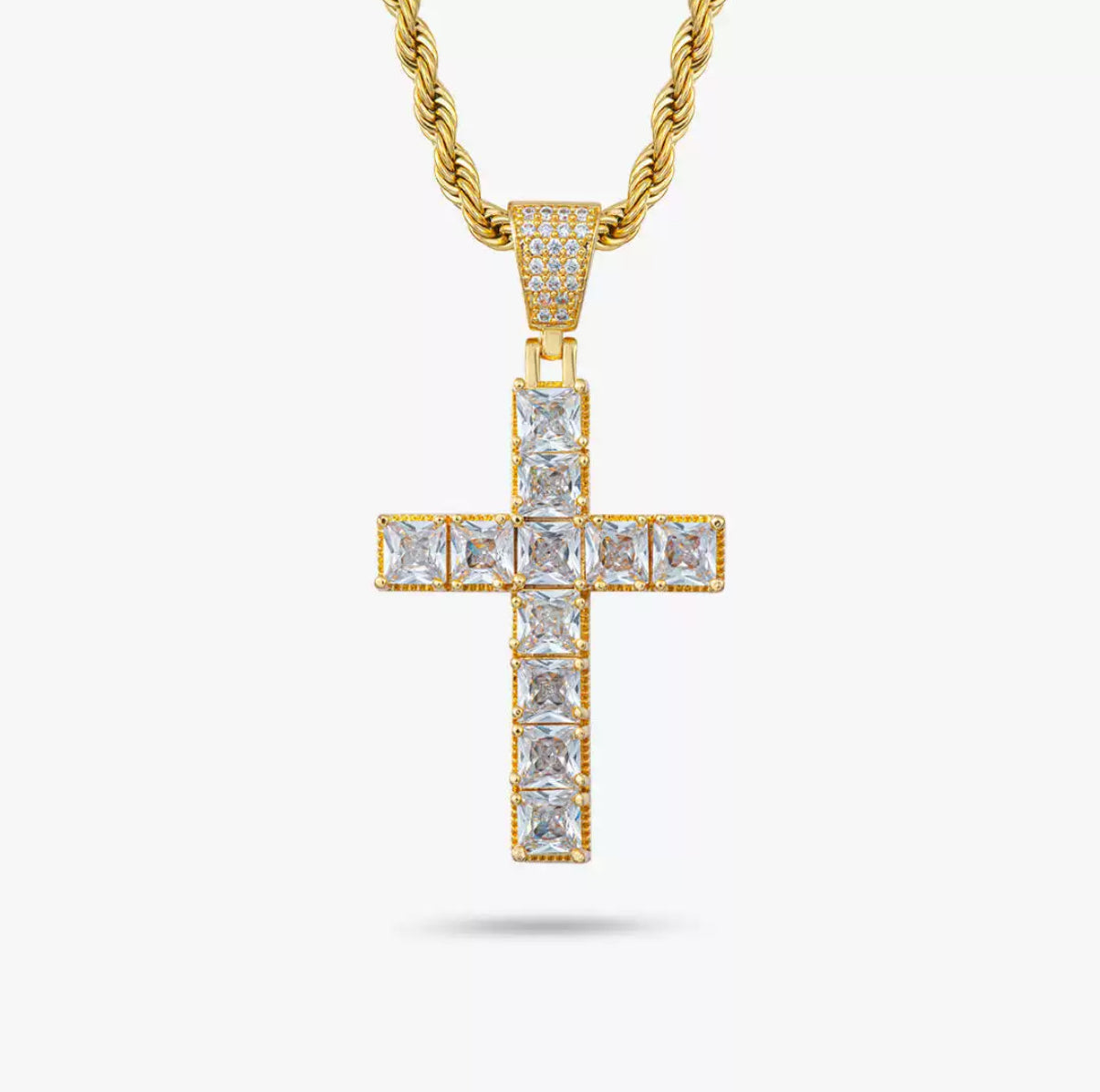 Square Cut Cross Pendant