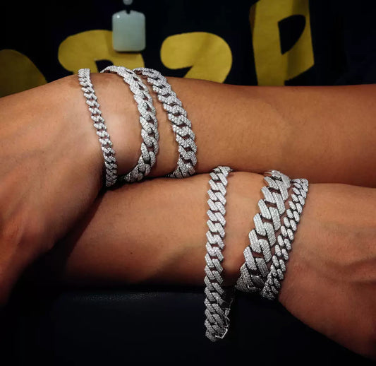 【6-20mm】Miami Cuban Chain Bracelet【Moissanite】