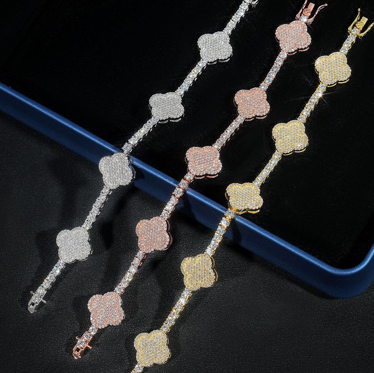 Fortune Charm Clover Tennis Bracelet