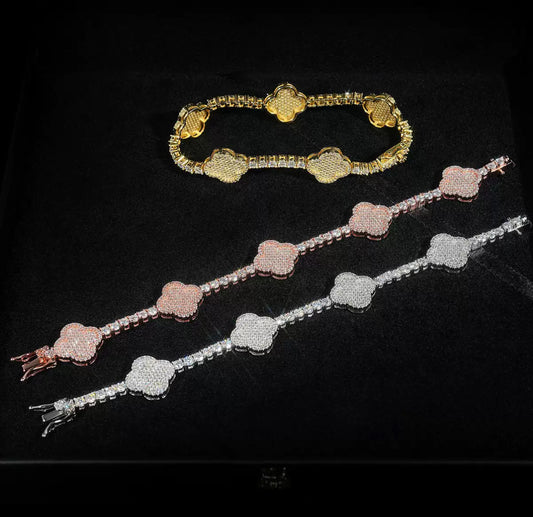 Fortune Charm Clover Tennis Bracelet