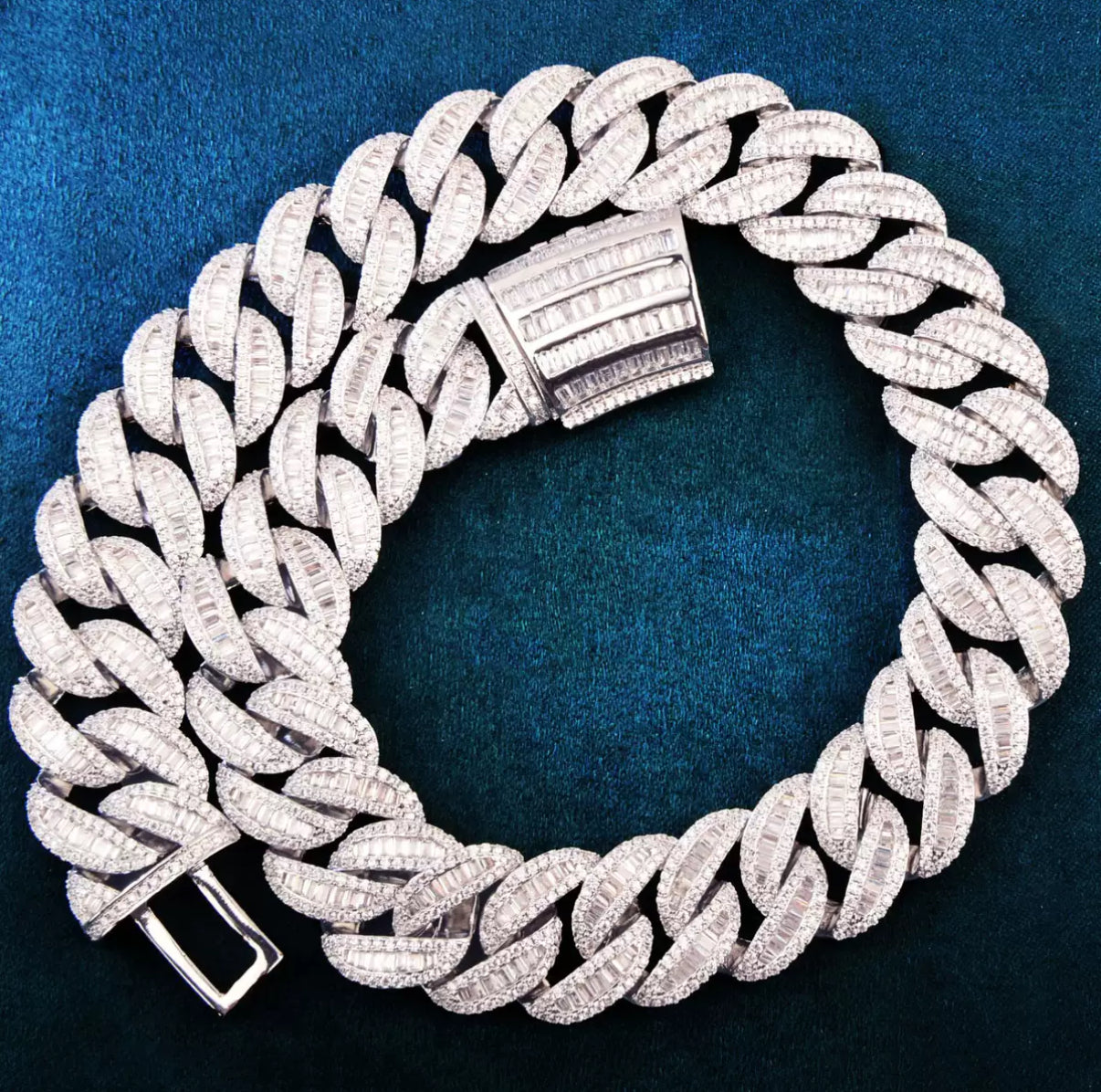 【15-20mm】Baguette Miami Cuban Chain Necklace【Moissanite】