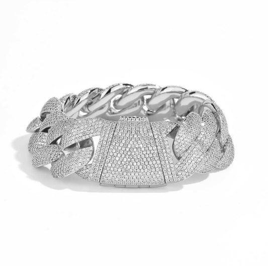 【15-20mm】Iced Out Miami Cuban Chain Bracelet【Moissanite】