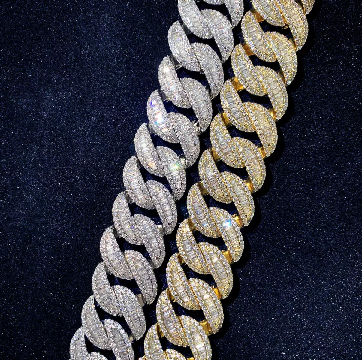 【15-20mm】Baguette Miami Cuban Chain Necklace【Moissanite】