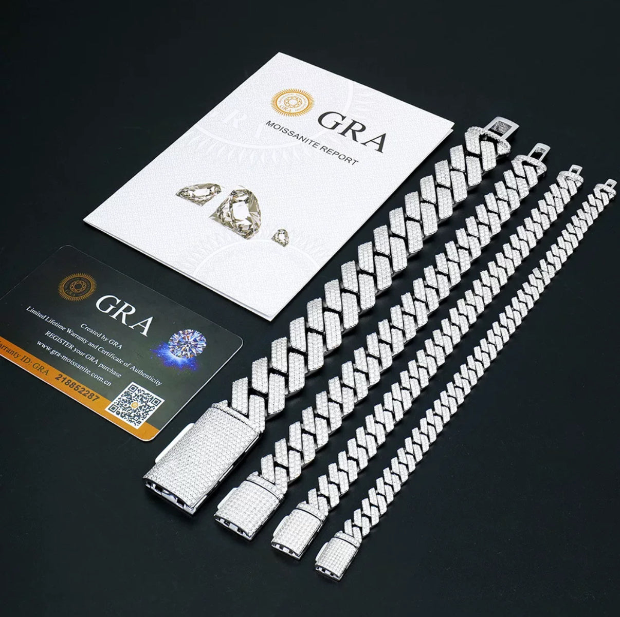 【6-20mm】Miami Cuban Chain Bracelet【Moissanite】