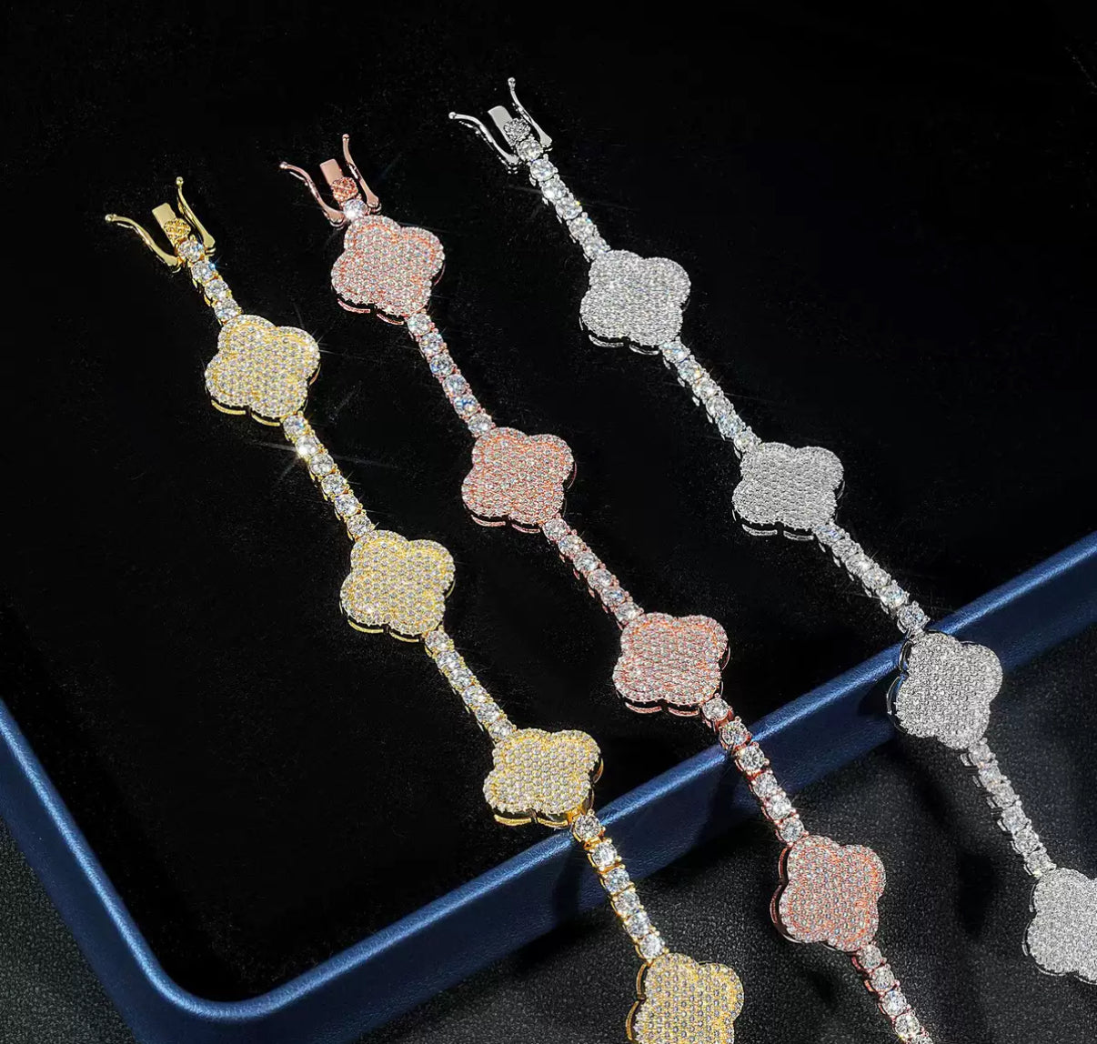Fortune Charm Clover Tennis Bracelet