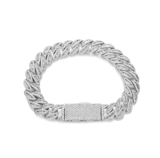 【15-20mm】Baguette Miami Cuban Chain Bracelet【Moissanite】