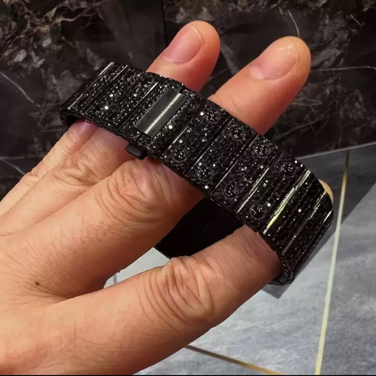 Custom Cartier Black Santos Watch【Moissanite/BLACK】