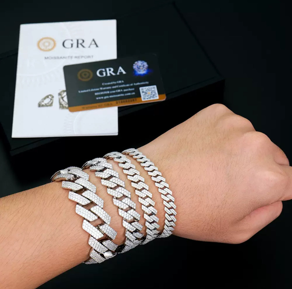 【6-20mm】Miami Cuban Chain Bracelet【Moissanite】
