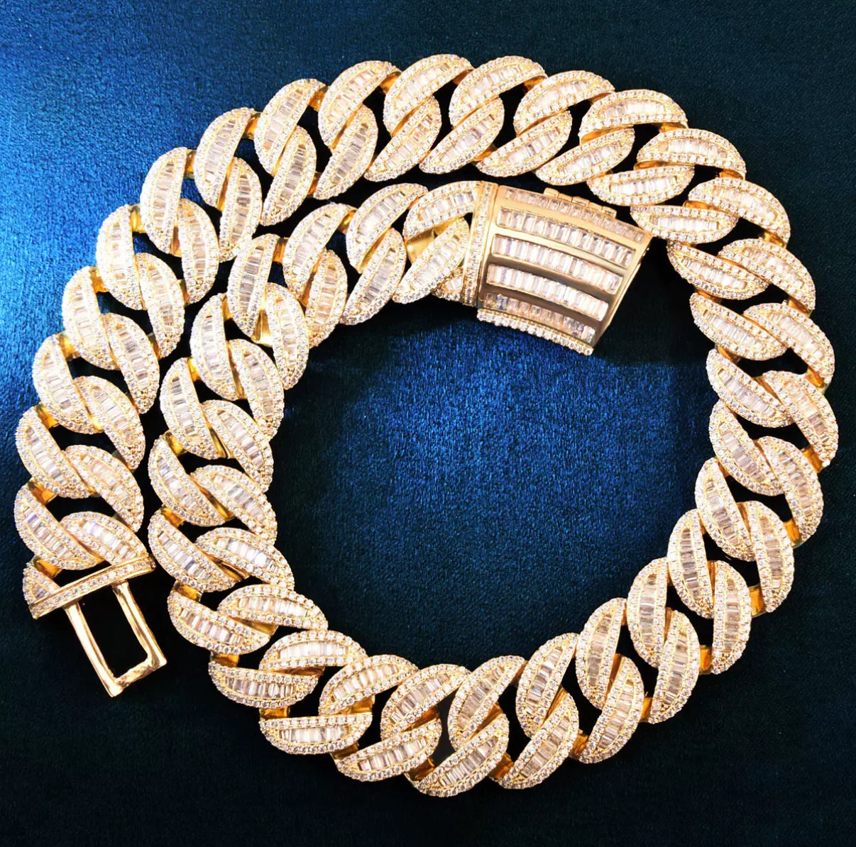 【15-20mm】Baguette Miami Cuban Chain Necklace【Moissanite】