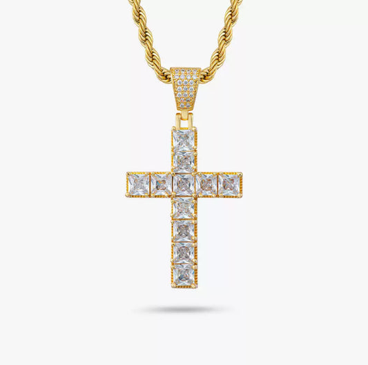 Square Cut Cross Pendant