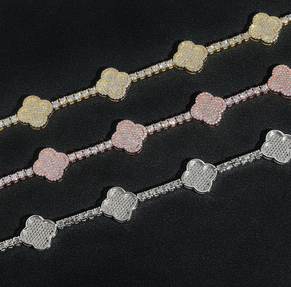 Fortune Charm Clover Tennis Bracelet