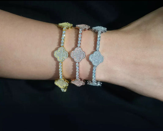 Fortune Charm Clover Tennis Bracelet
