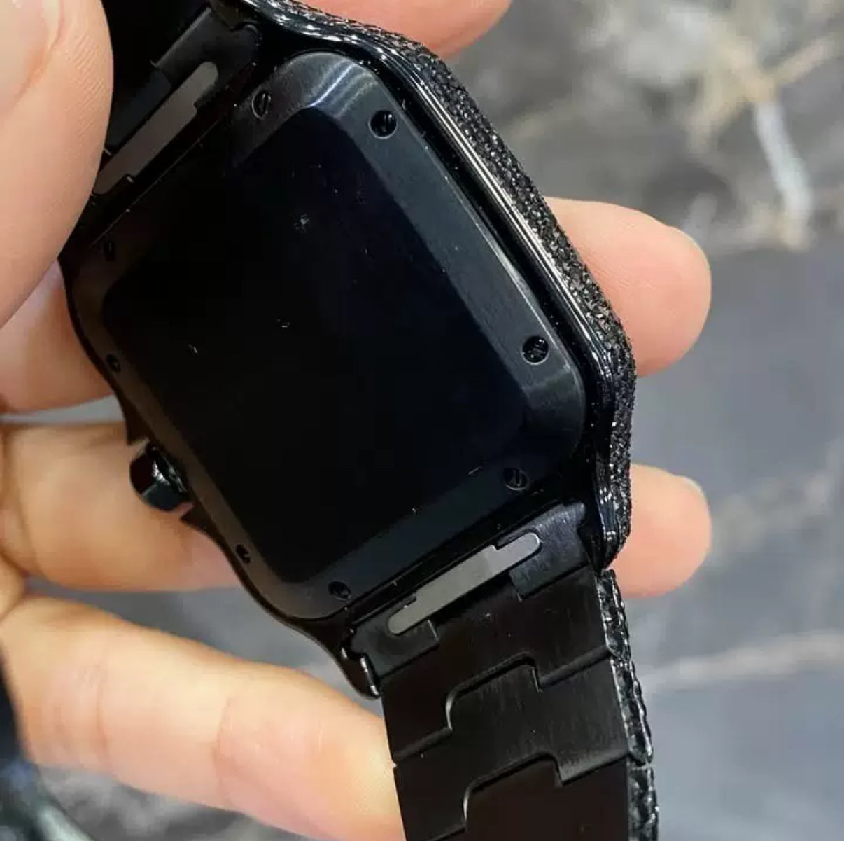 Custom Cartier Black Santos Watch【Moissanite/BLACK】