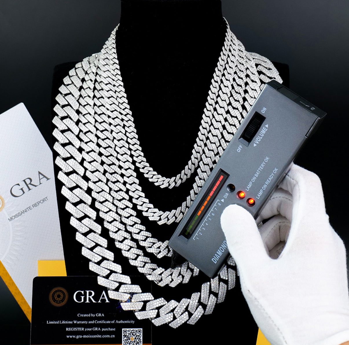 【6-20mm】Miami Cuban Chain Necklace【Moissanite】