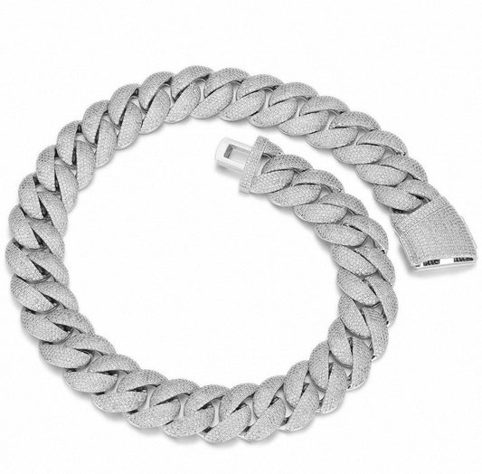 【15-20mm】Iced Out Miami Cuban Chain Necklace【Moissanite】