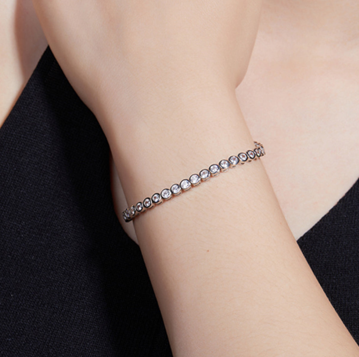 【3-5mm】Bezel Tennis Chain Bracelet【Moissanite】