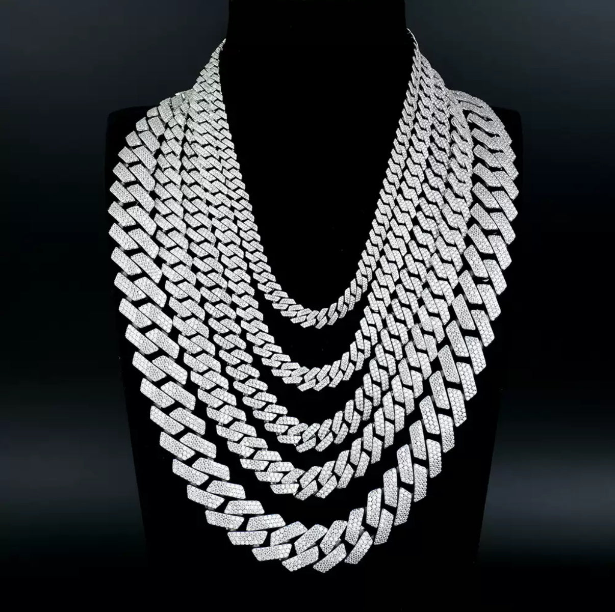 【6-20mm】Miami Cuban Chain Necklace【Moissanite】