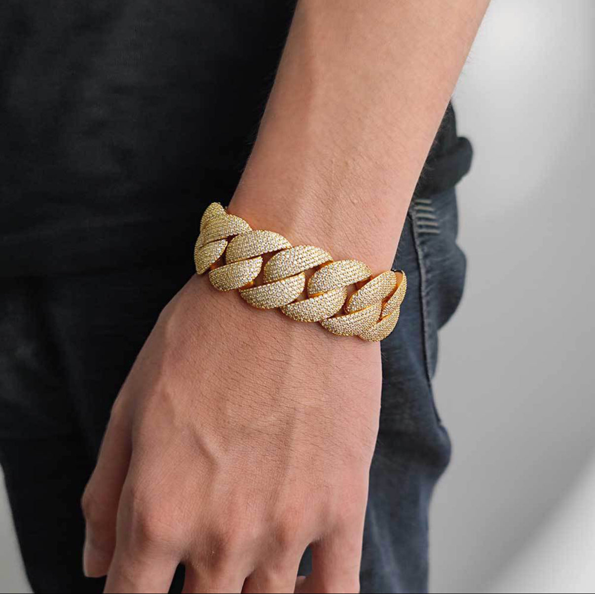 【15-20mm】Iced Out Miami Cuban Chain Bracelet【Moissanite】