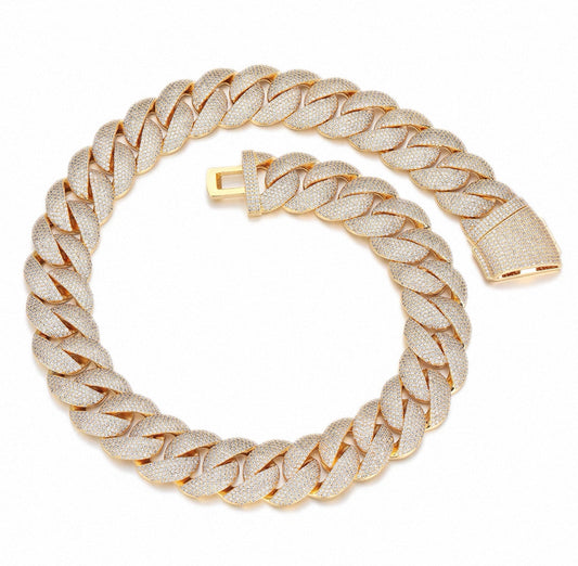 【15-20mm】Iced Out Miami Cuban Chain Necklace【Moissanite】