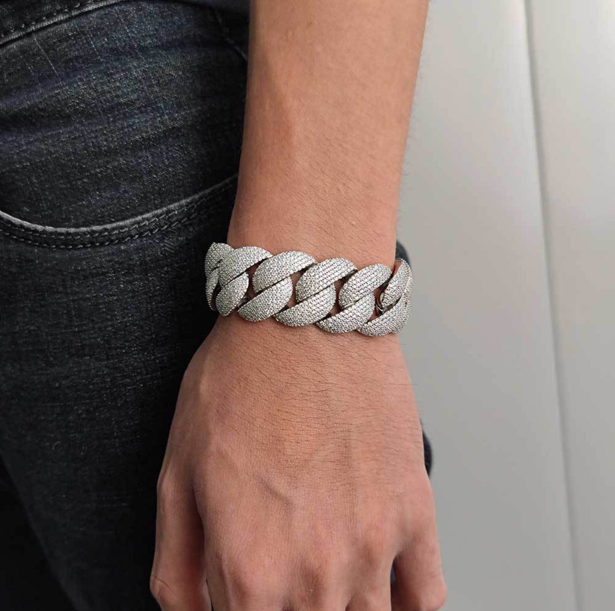 【15-20mm】Iced Out Miami Cuban Chain Bracelet【Moissanite】