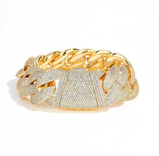 【15-20mm】Iced Out Miami Cuban Chain Bracelet【Moissanite】